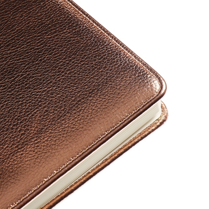 Ежедневник недатированный, обложка ПВХ, формат А5, 140 л, клетка, металлик Бронза