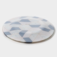 Тарелка стеклянная Доляна &laquo;Розовый мрамор&raquo;, d=23 см