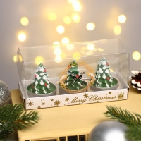 Набор свечи новогодние "Ёлка зелёная", 4×6 см, 3 шт Набор свечи новогодние "Ёлка зелёная", 4×6 см, 3 шт