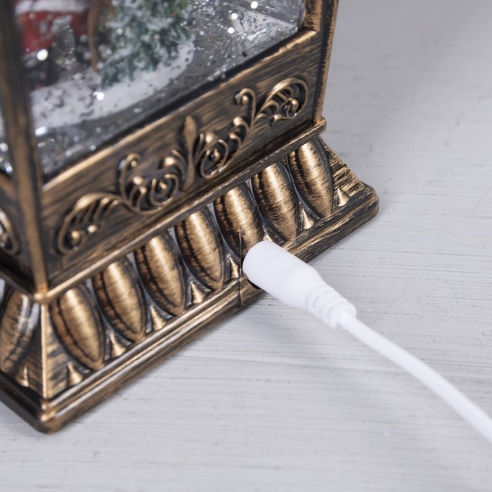 Светодиодная фигура &laquo;Фонарь с Дедом Морозом&raquo; 12 &times; 24 &times; 12 см, пластик, батарейки ААх3 (не в комплекте), USB, свечение тёплое белое