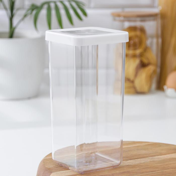 Контейнер для сыпучих продуктов &laquo;Степ&raquo;, 1,4 л, 10&times;10&times;21 см, цвет белый