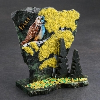 Сувенир-скол "Сова", змеевик, каменная крошка, большой, микс Сувенир-скол "Сова", змеевик, каменная крошка, большой, микс