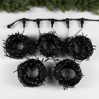 Гирлянда &laquo;Клип-лайт&raquo; 5 нитей по 20 м, IP44, УМС, тёмная нить, 665 LED, свечение тёплое белое, мерцание всех светодиодов, 24 В