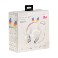 Наушники беспроводные Y08R, накладные, детские, BT 5.1, подсветка, 400 мАч, белые Наушники беспроводные Y08R, накладные, детские, BT 5.1, подсветка, 400 мАч, белые