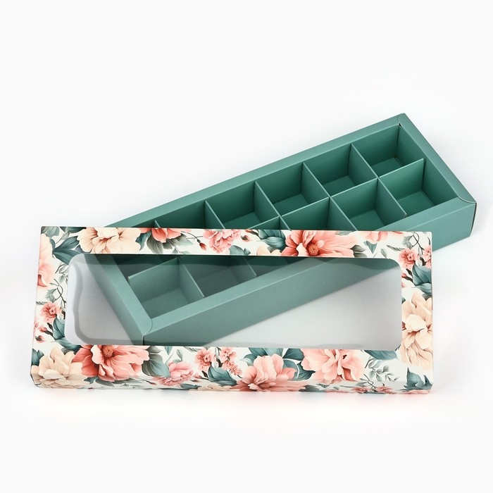 Коробка складная под 12 конфет &laquo;Цветы&raquo;, 3,8 х 10,5 х 26,5 см