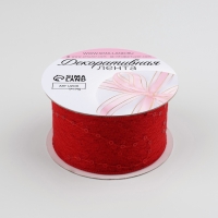 Лента декоративная &laquo;Пайетки&raquo;, 40 мм, 9 &plusmn; 0,5 м, цвет красный