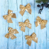 Украшение ёлочное "Бантик" (набор 12 шт) 5 см, золото Украшение ёлочное "Бантик" (набор 12 шт) 5 см, золото
