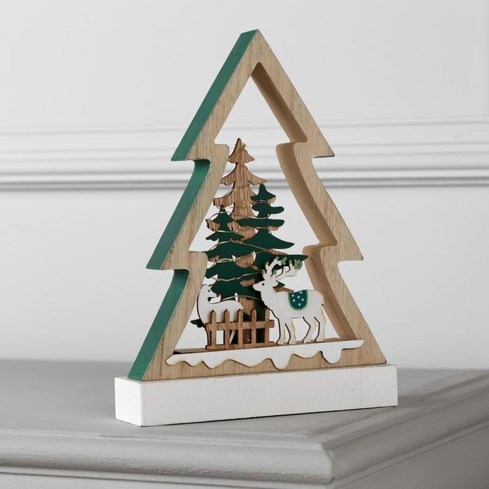 Светодиодная фигура «Ёлка с оленями» 17 × 23.5 × 5 см, дерево, батарейки АААх2 (не в комплекте), свечение тёплое белое Светодиодная фигура «Ёлка с оленями» 17 × 23.5 × 5 см, дерево, батарейки АААх2 (не в комплекте), свечение тёплое белое