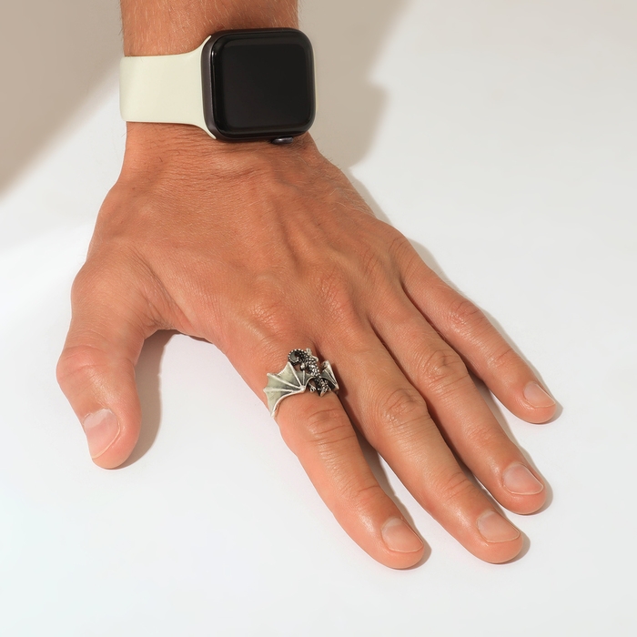 Кольцо «Япония» светящееся, дракон, синий в чернёном серебре, безразмерное Кольцо «Япония» светящееся, дракон, синий в чернёном серебре, безразмерное