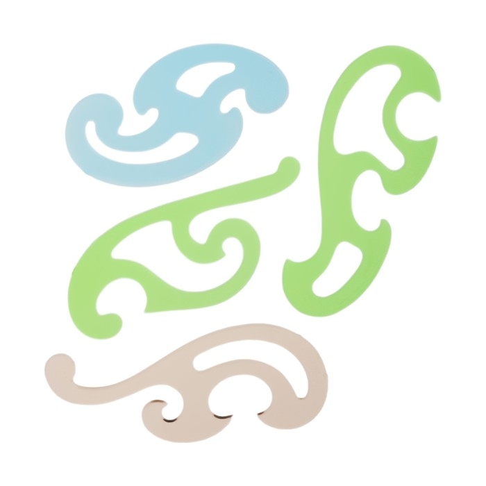 Набор лекал 4 штуки Calligrata, прозрачные, цветные, МИКС