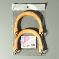 Ручки для сумки деревянные, с полукольцами, 10,3 &times; 8 см, 2 шт, цвет бежевый/серебряный