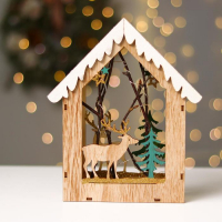 Новогодний декор с подсветкой «Домик с оленем» 18×5.5×22.5 см Новогодний декор с подсветкой «Домик с оленем» 18×5.5×22.5 см