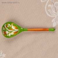 Ложка полубаская &laquo;Зеленая роспись&raquo;, ручная работа