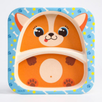 Тарелка детская из бамбука &laquo;Песики&raquo;, 2 секции