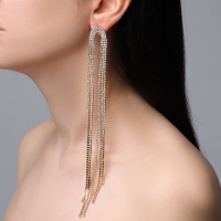 Серьги висячие со стразами &laquo;Голливуд&raquo; полукруг, 6 рядов, цвет белый в золоте, 19,5 см