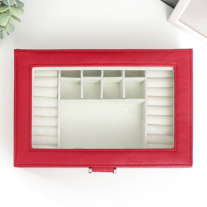 Шкатулка кожзам для украшений "Хэмптонс" красная 5,5х27х18 см