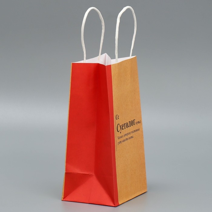 Упаковка, пакет подарочный крафтовый, &laquo;Суетолог&raquo;, 12 х 21 х 9 см