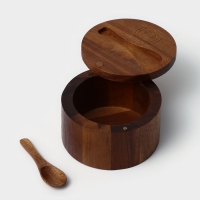 Банка для специй с ложкой, 10&times;6 см, акация