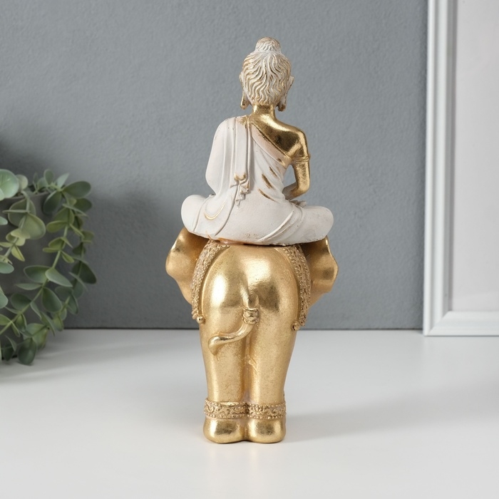 Сувенир полистоун "Будда Шакьямуни на золотом слоне" 11х10х25 см