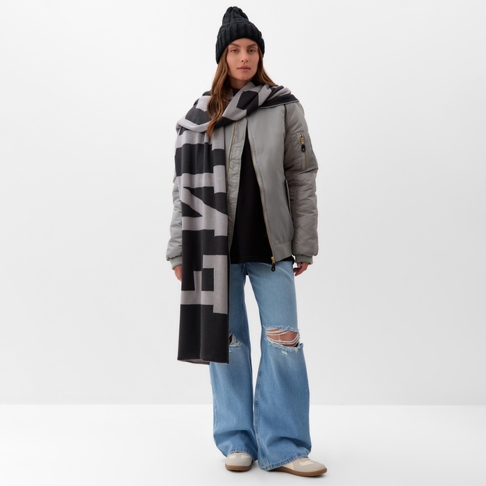 Шарф женский двусторонний MIST серый, размер 47*226см Шарф женский двусторонний MIST серый, размер 47*226см