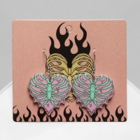 Серьги акрил «Сердце» анатомия, цвет зелёно-сиреневый Серьги акрил «Сердце» анатомия, цвет зелёно-сиреневый