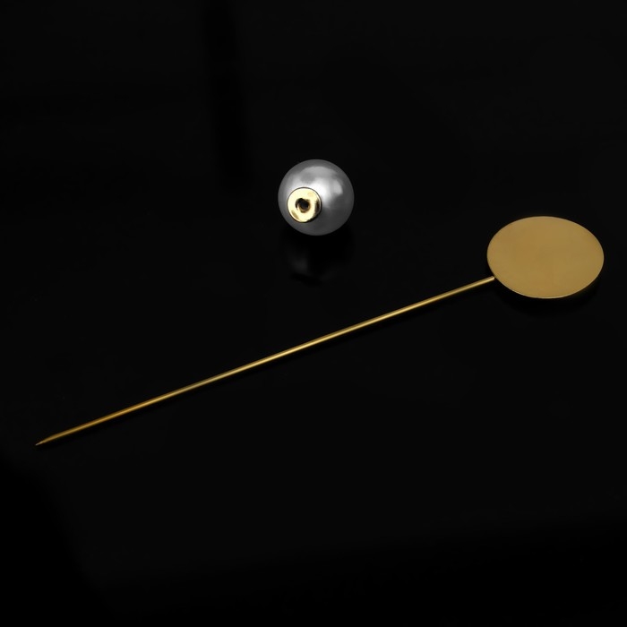 Основа «Брошь-игла» с бусиной d=1 см (набор 5 шт.), L=7,5 см, площадка 1,5 см, цвет золото Основа «Брошь-игла» с бусиной d=1 см (набор 5 шт.), L=7,5 см, площадка 1,5 см, цвет золото