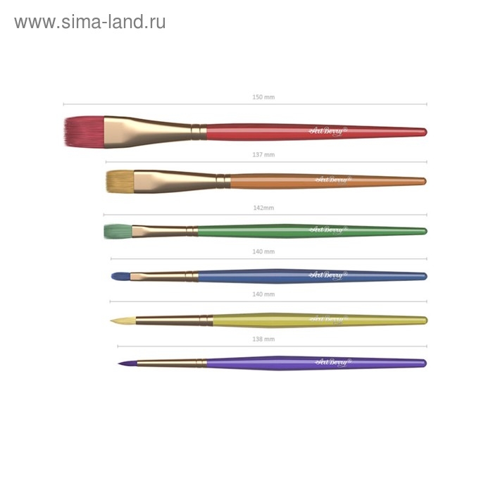 Набор кистей, синтетика, 6 штук, Artberry, в блистере