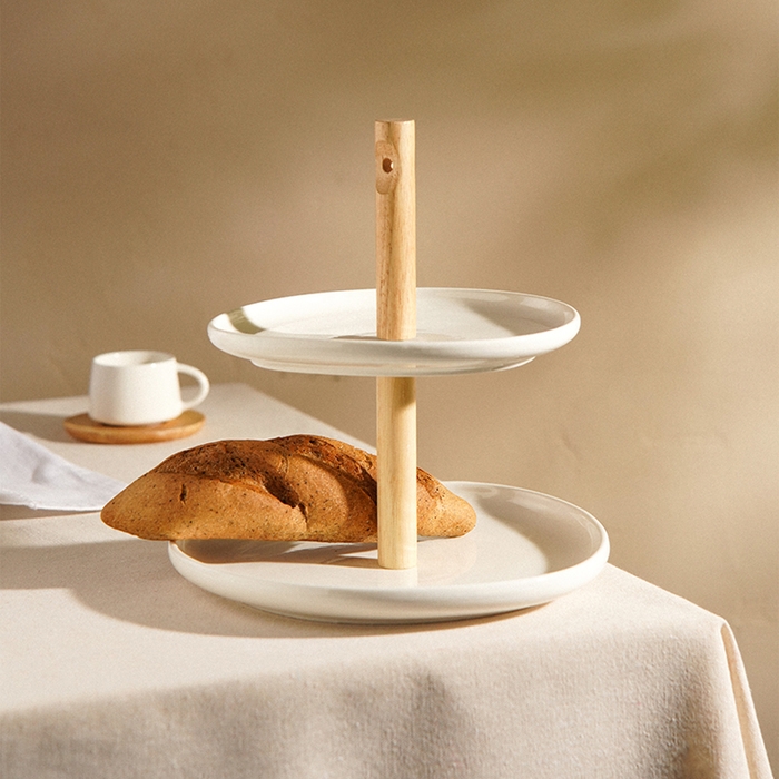 Этажерка - фруктовница круглая SL Home &laquo;Тренто&raquo;, 2 яруса, фарфор, цвет белый