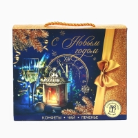 Подарочный набор &laquo;С Новым годом&raquo;: чай 50 г., конфеты 110 г., печенье брауни 120 г.