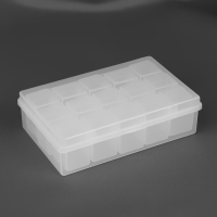 Набор контейнеров для рукоделия, 15 шт, 2,5 &times; 2,3 &times; 3,4 см, в контейнере, 13,5 &times; 8,5 &times; 3,8 см, цвет прозрачный