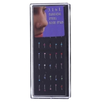 Пирсинг в нос (нострил) &laquo;Страза&raquo;, загнутый, L=10мм, набор 40шт, цвет МИКС в серебре