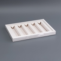 Коробка для 5 мини-батончиков, белая, 27,5 х 20 х 2,3 см. Кондитерская упаковка Коробка для 5 мини-батончиков, белая, 27,5 х 20 х 2,3 см. Кондитерская упаковка