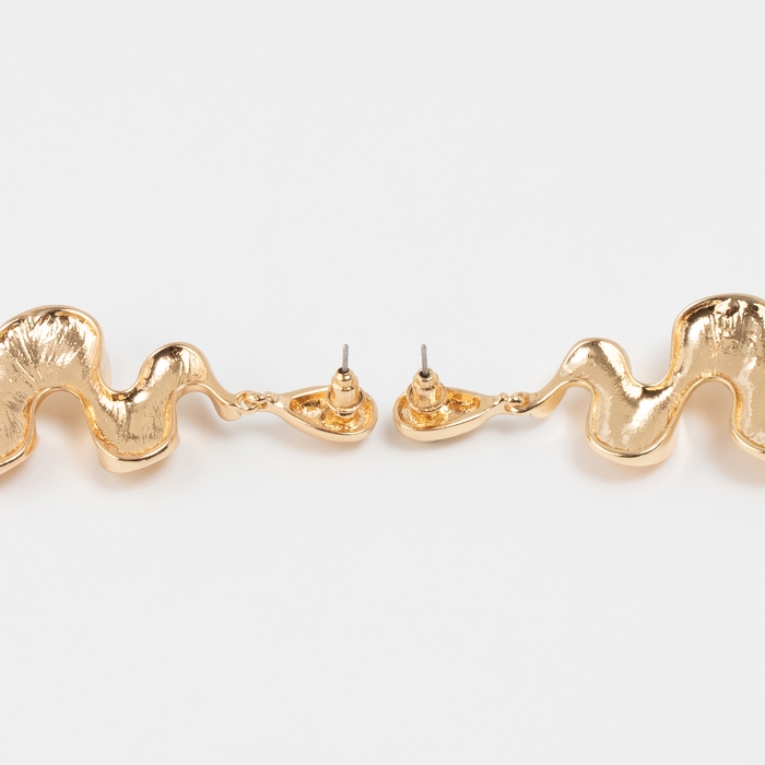 Серьги металл &laquo;Блеск&raquo; волна мини, цвет золото