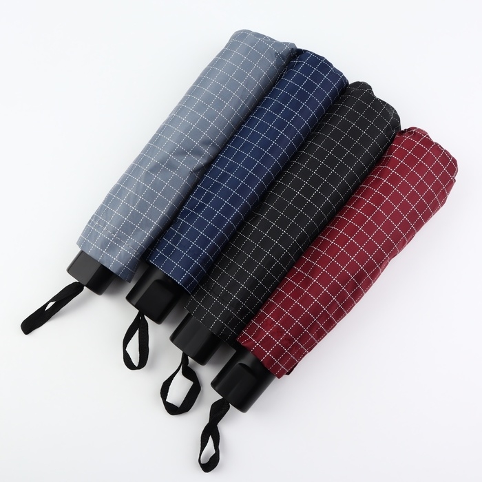 Зонт механический &laquo;Мелкая клетка&raquo;, эпонж, 4 сложения, 8 спиц, R = 47/55 см, D = 110 см, цвет МИКС