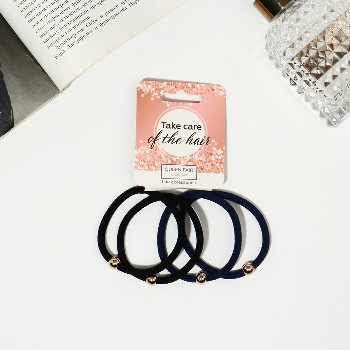 Резинка для волос "Плетение" (набор 4 шт) чёрный синий