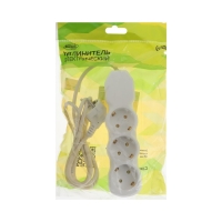 Удлинитель Luazon Lighting ECO, 3 розетки, 1.5 м, 10 А, 2200 Вт, ПВС 3х0.75 мм2, с з/к,белый