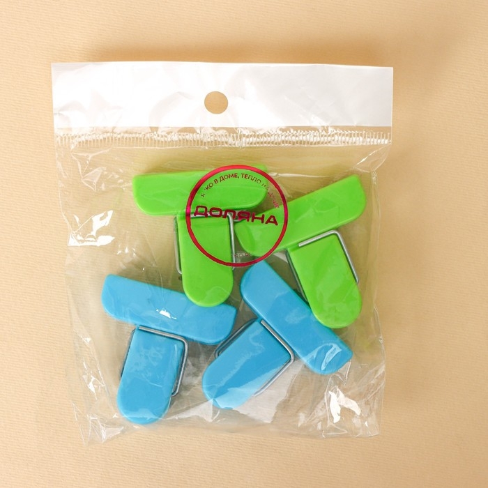 Набор зажимов для пакетов, 4&times;1,7 см, 4 шт, цвет МИКС