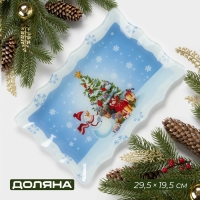 Блюдо стеклянное прямоугольное Доляна &laquo;Зимняя сказка&raquo;, 29,5&times;19,5 см