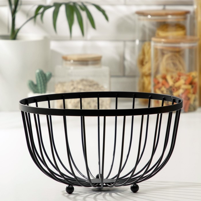 Фруктовница Доляна, 25&times;25&times;13,5 см, цвет чёрный