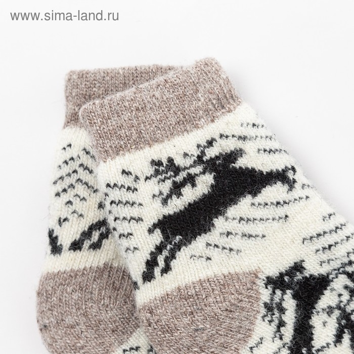 Носки детские шерстяные &laquo;Олени&raquo;, цвет белый, размер 16