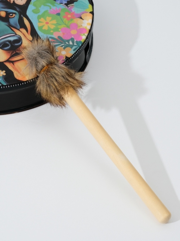 Шаманский бубен Шаманский бубен "Доберман в цветах" с колотушкой 5х25х25 см