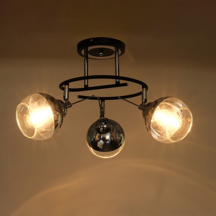 Люстра Люстра "Редо" 3хЕ27 40Вт черно-хромовый 45х45х28 см