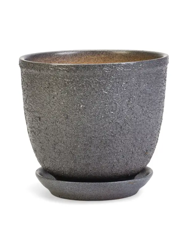 Горшок цветочный с поддоном 1,8 л, керамика "Шагрень" (М)