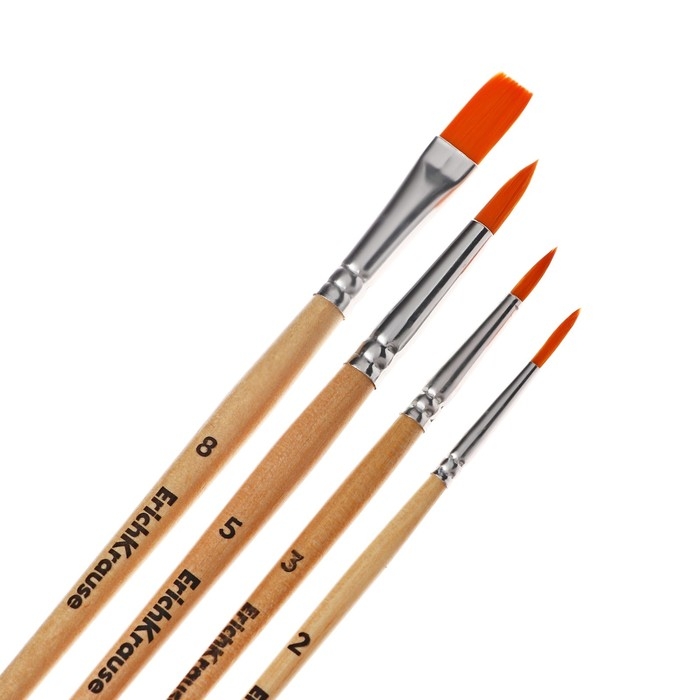 Набор кистей синтетика 4 штуки, ErichKrause "Pointes" для акварели и гуаши, в блистере