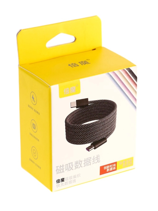 Кабель Type-C - Type-C, магнитный, 3 А, 60 W, серый