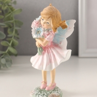 Сувенир полистоун "Девочка-фея в розовом платье с букетом цветов" 7,5х5,5х13,5 см