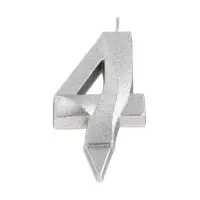 Свеча в торт &laquo;Цифра 4&raquo;, серебряная, 6.5 см