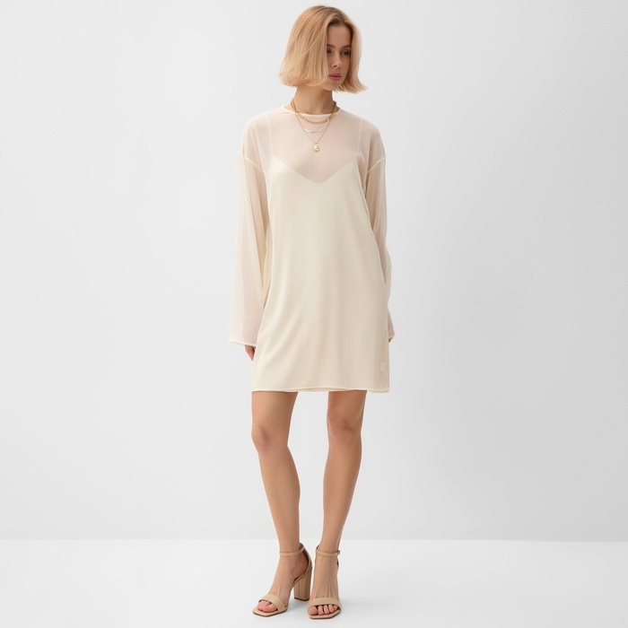 Платье женское с подкладом MINAKU: Casual Collection цвет белый ,р-р 46 Платье женское с подкладом MINAKU: Casual Collection цвет белый ,р-р 46