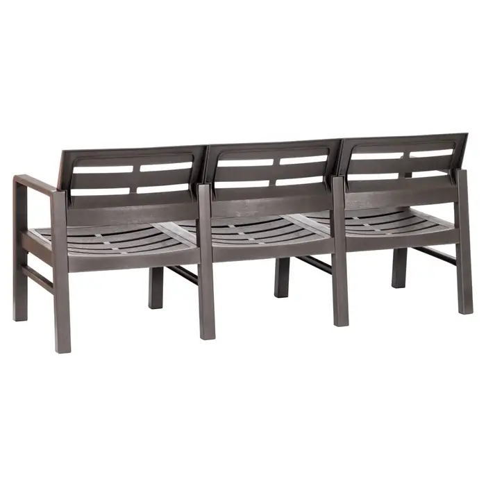 Диван садовый &laquo;Рейки&raquo;, пластик, 58&times;178&times;75 см, трёхместный, мокко