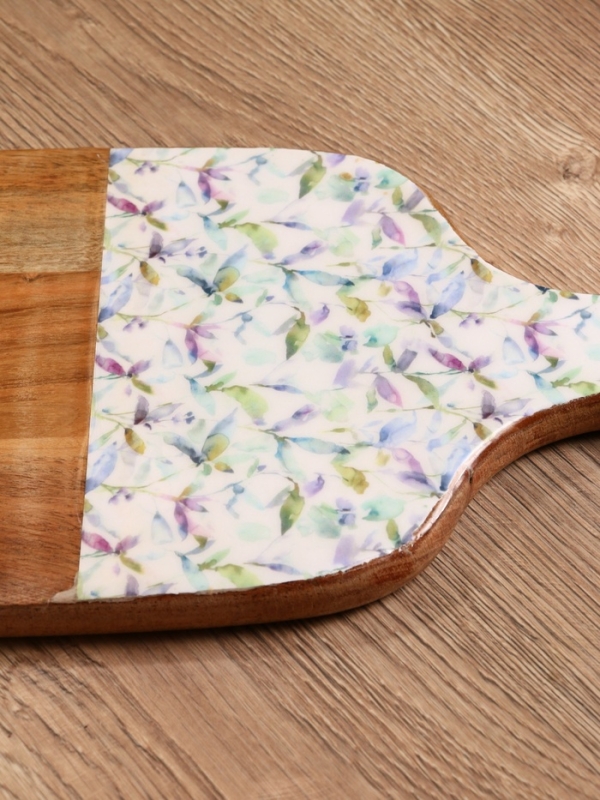 Доска разделочная прямоугольная "Оттенки сирени" дерево манго 41х18 см